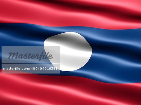 Flag of Laos, computer generated illustration with silky appearance and waves