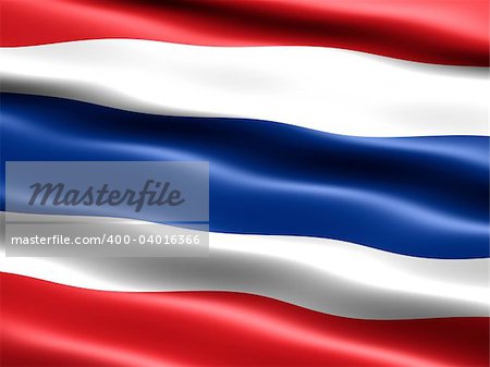 Flag of Thailand, computer generated illustration with silky appearance and waves