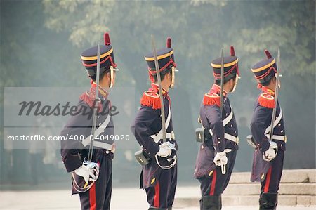 Official ceremonial soldiers of Argentina form a guard of honour