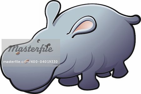 A vector illustration of a cute friendly hippopotamus