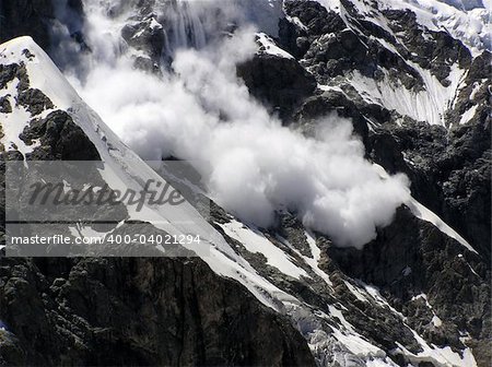 Mountains. Caucasus. Kabardino-Balkariya. Bezengi. Avalanche.