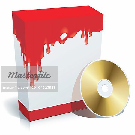 Blank 3d box with bloody background and CD.