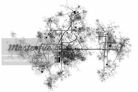 City Blue Prints Abstract Background in Black and White