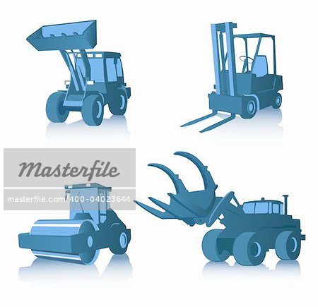 Vector set of four industrial machines