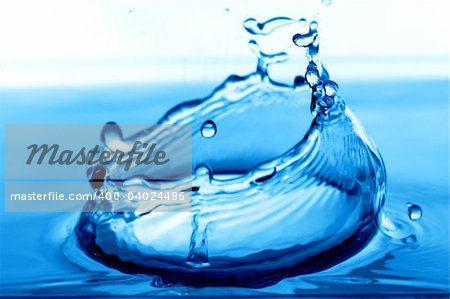 blue water splash macro close up