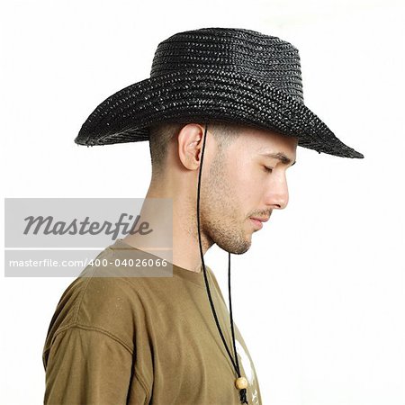 Portrait of young man wearing a hat - isolated