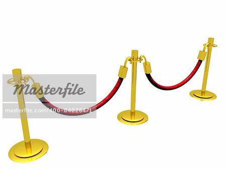 A 3D illustration of a waiting line composed of stanchion barriers.