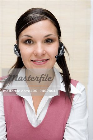 attractive brunette woman with headphone