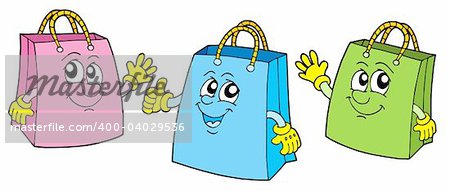 Smiling shopping bags - vector illustration.