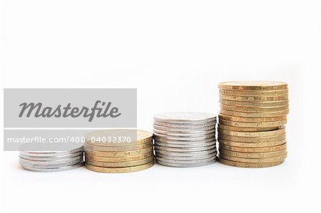 coins on white background