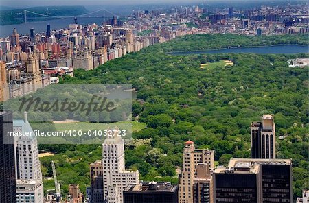 Buildings and Skyscrapers, Central Park, Hudson River, New York City