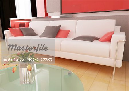 Sofa in a drawing room 3d rendering