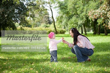 happy family on green meadow