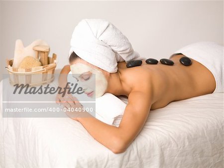 Portrait of beautiful woman during spa treatment