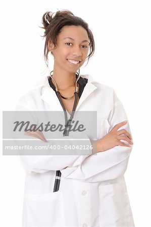Lovely young and beautiful african american Doctor or Nurse