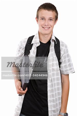 casual happy teenager over white background