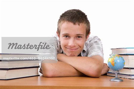 casual happy teenager over white background
