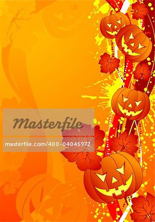 Grunge Halloween background with pumpkin and wave pattern, element for design, vector illustration