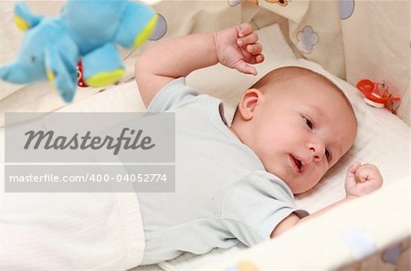 Sweet newborn lying in the cradle