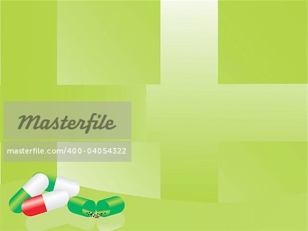 green medical background with capsule