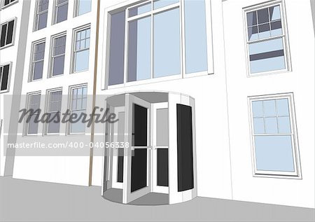 Architect's Community featuring various dwellings and offices in vector format. Every feature of each building including doors and windows can be edited or colored to suit.