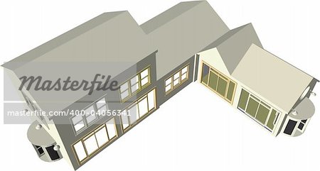 Architect's plan featuring various dwellings and offices in vector format. Every feature of each building including doors and windows can be edited or colored to suit