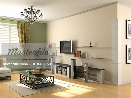 modern interior design (private apartment 3d rendering)