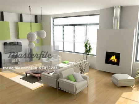 modern interior design (privat apartment 3d rendering)