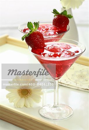 Soft drink with strawberry