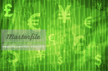 Global Currencies Abstract Background  in Green Colors