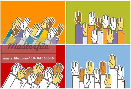 Voting group of people - symbolic human's hands