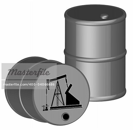 two oil barrels with oil pump illustration