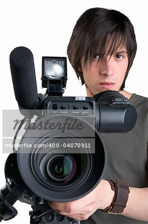 Cameraman, isolated on white background