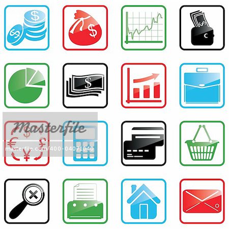 Vector illustration of finance and shopping icons