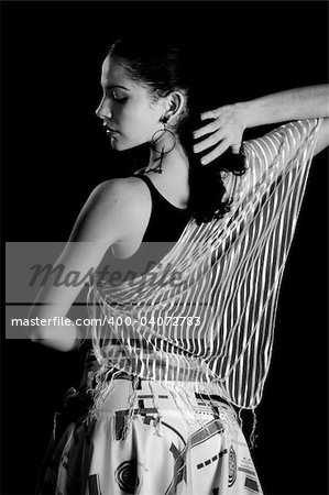 Portrait of young passionate hispanic flamenco dancer female