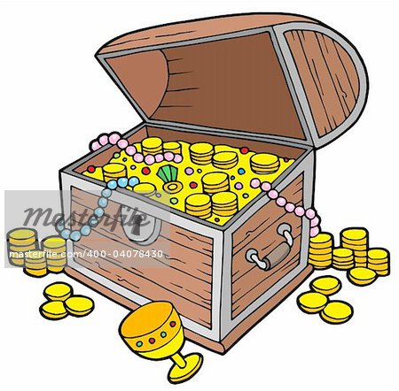 Open treasure chest - vector illustration.