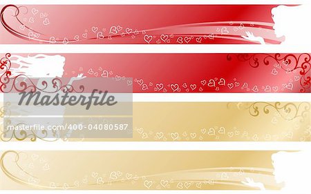 stylish vector banners with a wedding/valentine's day theme. “Full Banner” format. Graphics are grouped and in several layers for easy editing. The file can be scaled to any size.