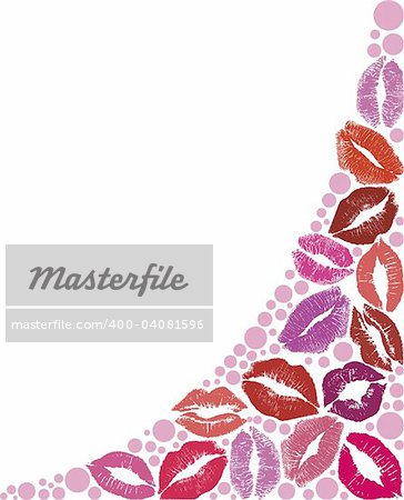 Lipstick prints design. Fit for a Valentine's Day card.