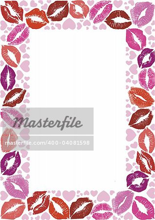 Lipstick prints design. Fit for a Valentine's Day card.