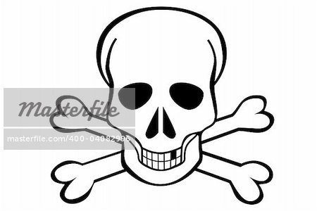 A Skull and crossbones on white background