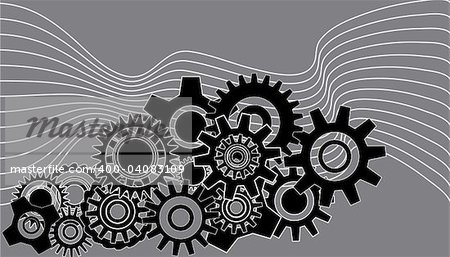 gearwheels background on a grey background vith lines