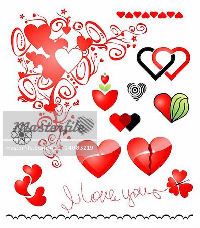 Various variants of hearts for your design