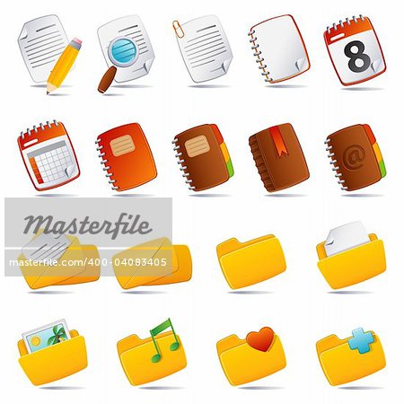 Vector illustration - documents, mail and and folder icon set