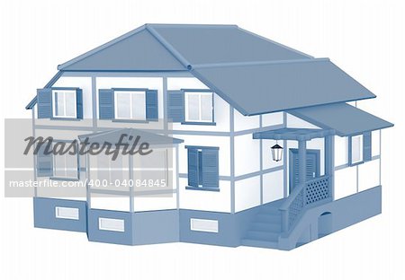 3d model of a house. Object over white