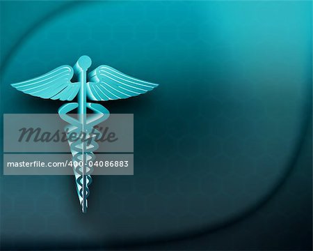 green medical caduceus sign silhouette, vector illustration