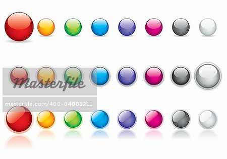 Vector, glossy, color buttons