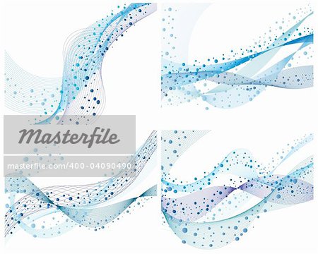 Set of four abstract vector water background