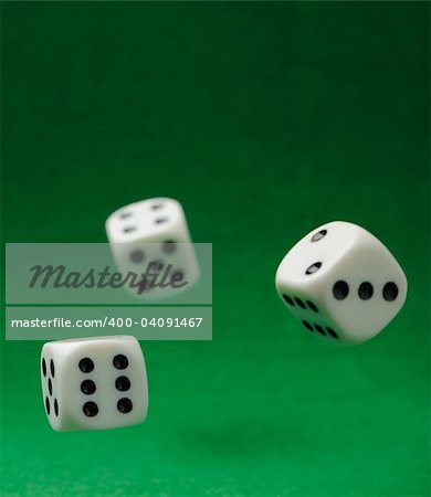 motion dices. Game cubes on a green background