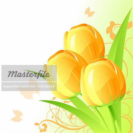 Background with yellow tulips, vector
