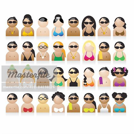 Set of peoples icons, summer vacations